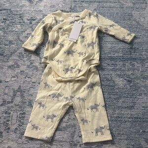 Janie and Jack Elephant Pajama Set - pale yellow and Gray NWT